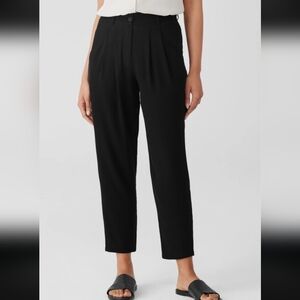 Eileen Fisher Black 100% Silk Cropped Straight-Leg Pants Size Medium